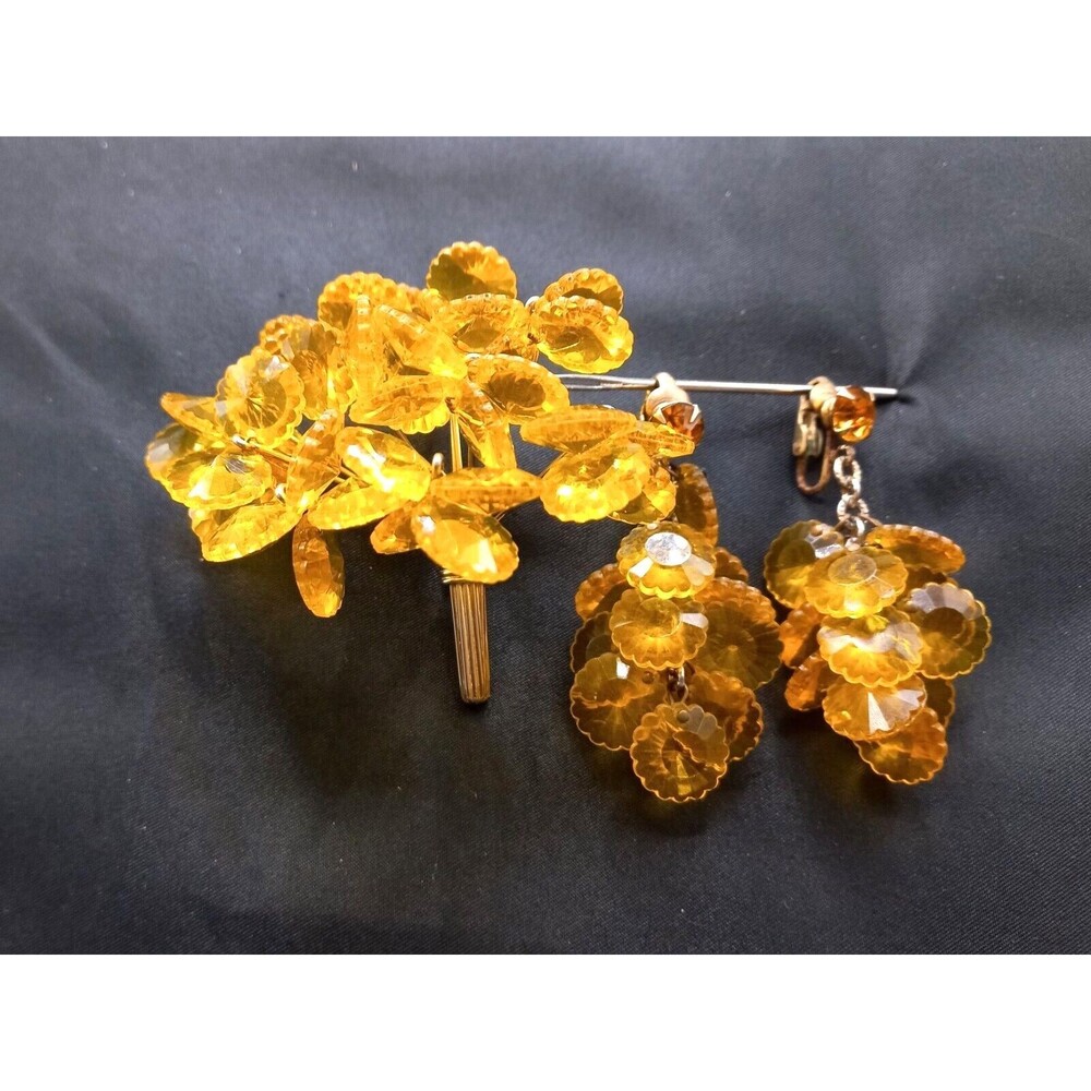 1960s Krasne of California Mid Century Lucite Tree Brooch Matching Earrings